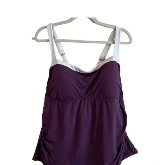 Jantzen Color Blocked Cross-Back Tankini Swimsuit in Sultana: 14 - Picture 2 of 9